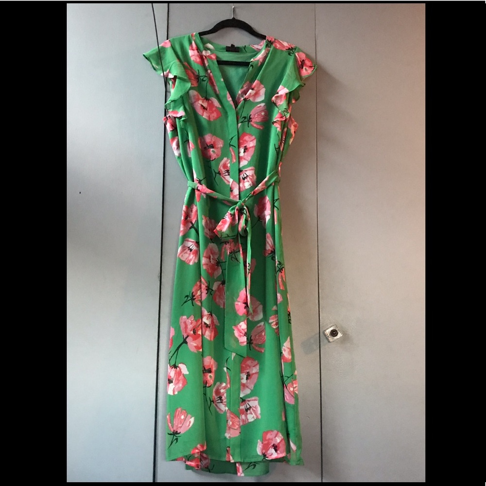 Modern Tulip Flutter Sleeve Midi Shirt Dress